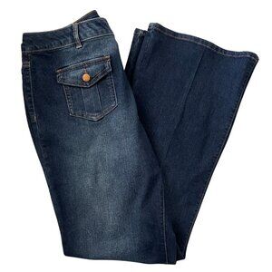 NWT D. Jeans Recycled Demin High Waist Flare Jeans Dark Wash Women's 14